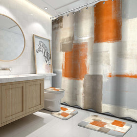 Lnond orange shower curtain with HD printing for vivid color and crisp lines