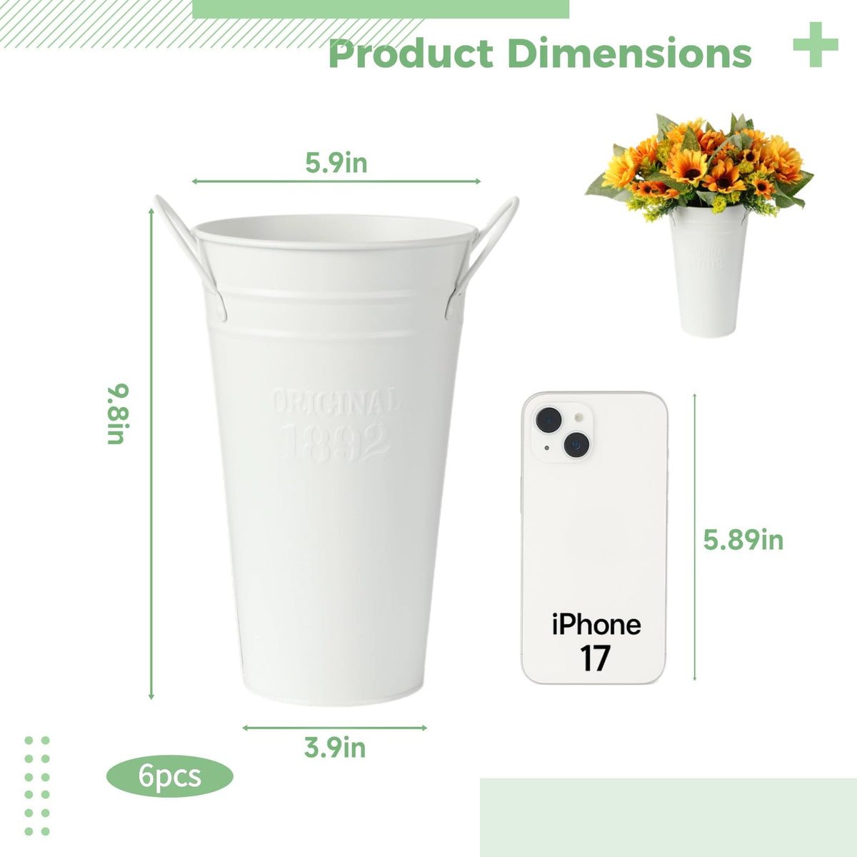 Lnrueg 9.8-inch vase capacity shown with dried and fresh florals