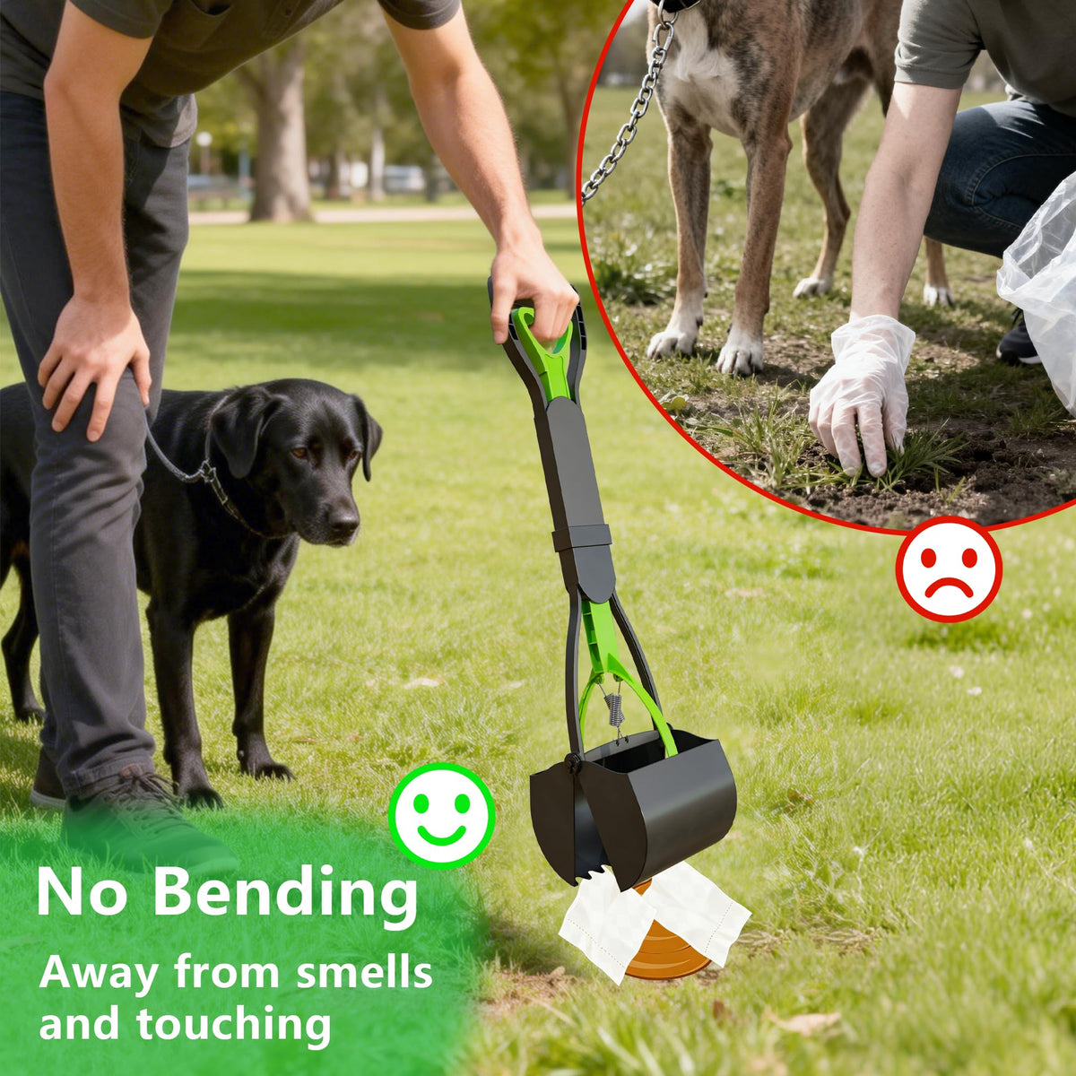 LNYBJS long-handle pooper scooper included for easy pickup.