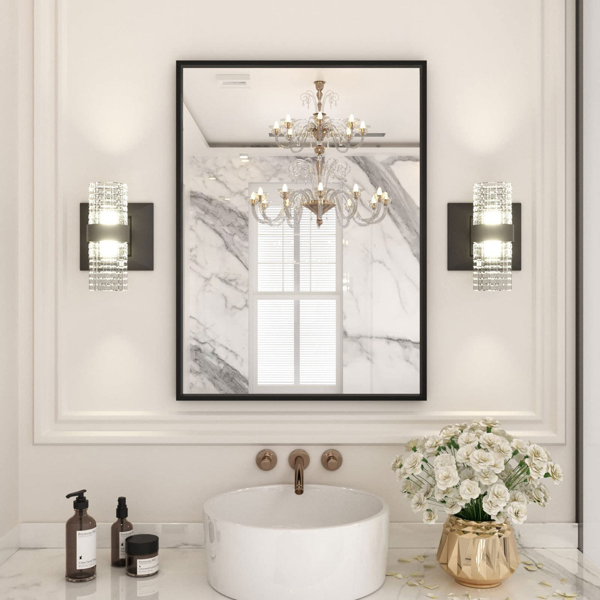 LOAAO 22x30 rectangle bathroom mirror with crisp reflection and matte black frame