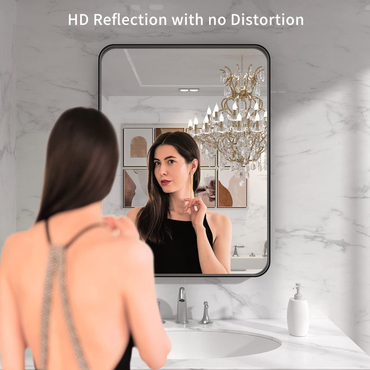 LOAAO mirror features anti-rust aluminum frame for durable bathroom use