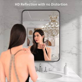 LOAAO mirror features anti-rust aluminum frame for durable bathroom use