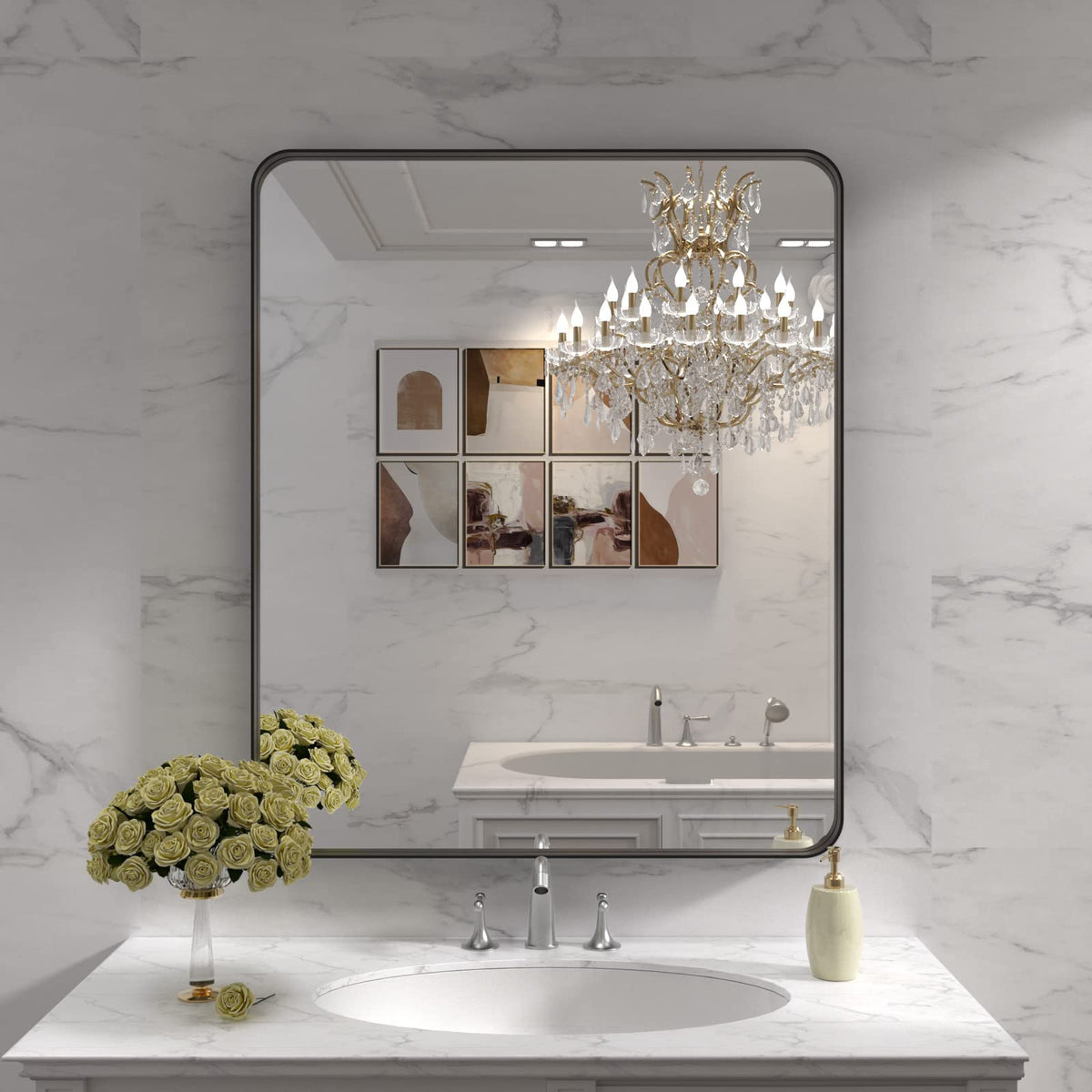 LOAAO large 30x36 inch mirror fits wide vanity areas