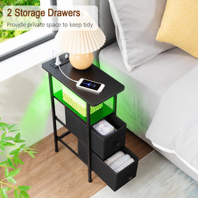 LOAKEKEL compact nightstand in a bedroom setup for small spaces