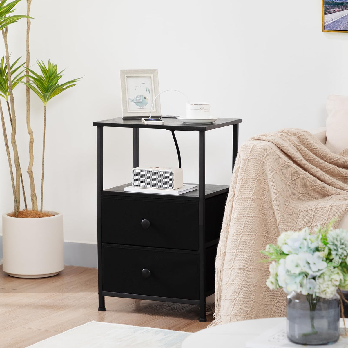 LOAKEKEL bedside table slim footprint fits small bedrooms and apartments