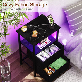 Compact LOAKEKEL nightstand fits snugly beside beds to maximize small spaces