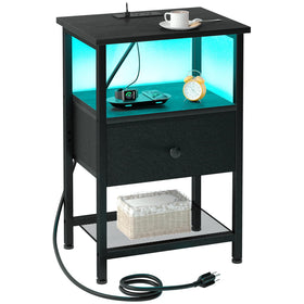 LOAKEKEL LED nightstand front view with built in charging for easy access