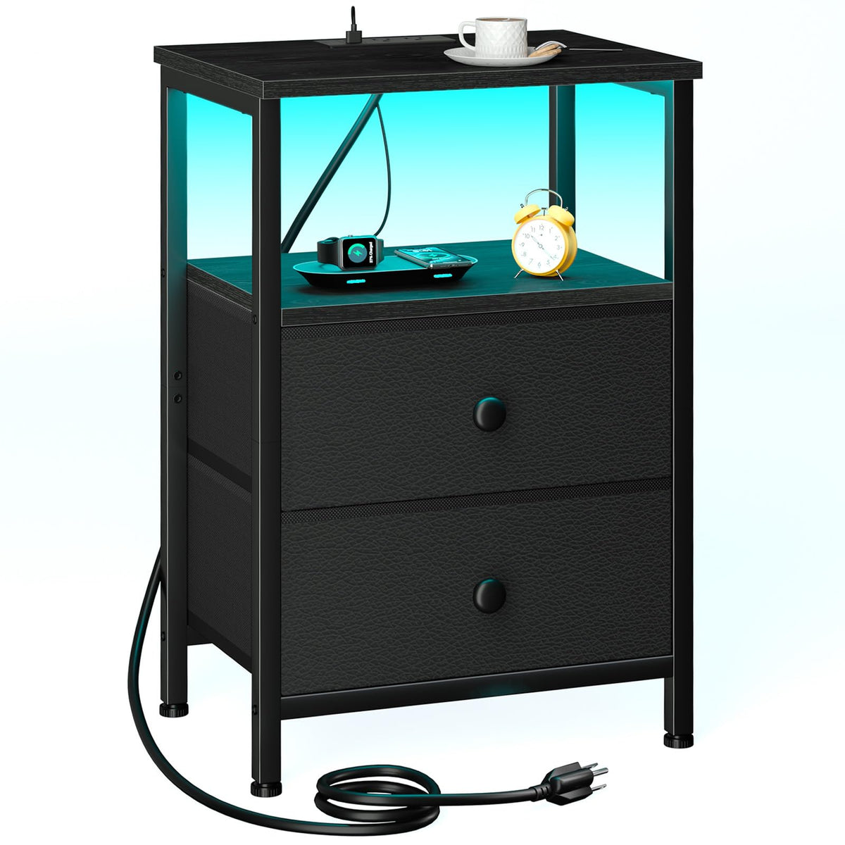 LOAKEKEL LED nightstand with light strip for effortless midnight visibility