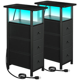 LOAKEKEL Narrow End Tables in black top view for small spaces