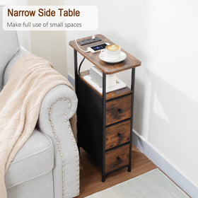 Loakekel narrow end table middle shelf with easy-access storage beside seating
