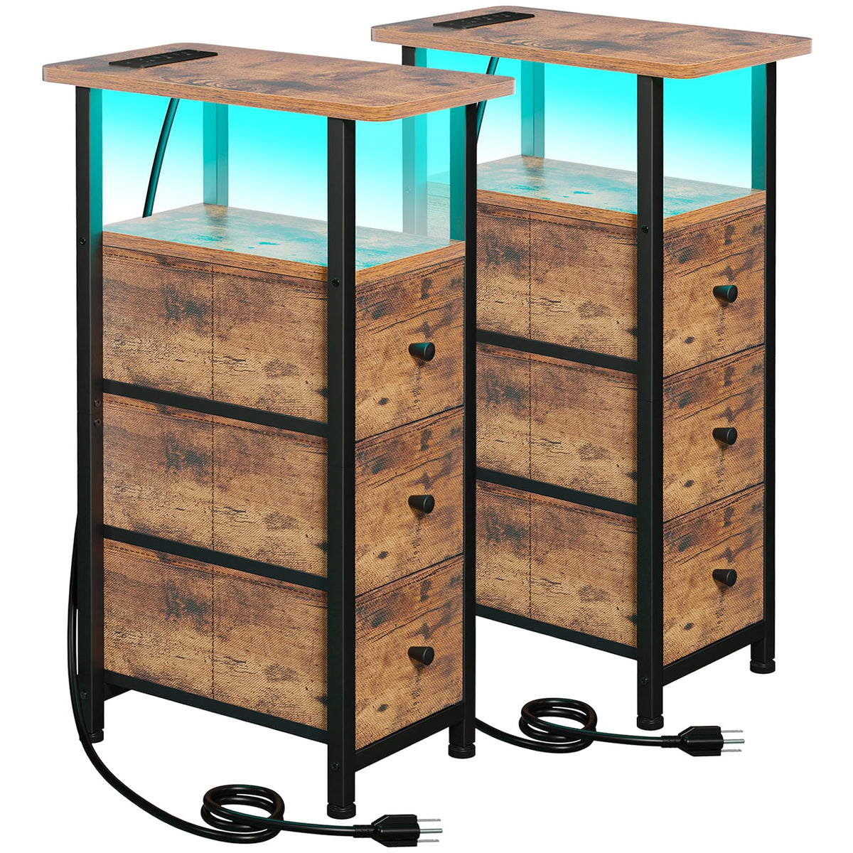 LOAKEKEL narrow end table set front view showing space-saving design for small rooms