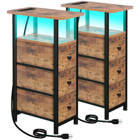 LOAKEKEL narrow end table set front view showing space-saving design for small rooms