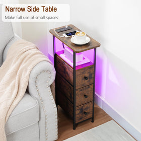 LOAKEKEL narrow end table side profile highlighting slim footprint for compact layouts