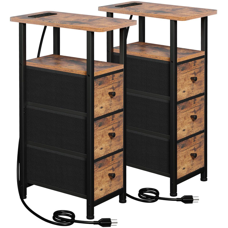 Loakekel narrow end table top surface in brown finish for space-saving setups