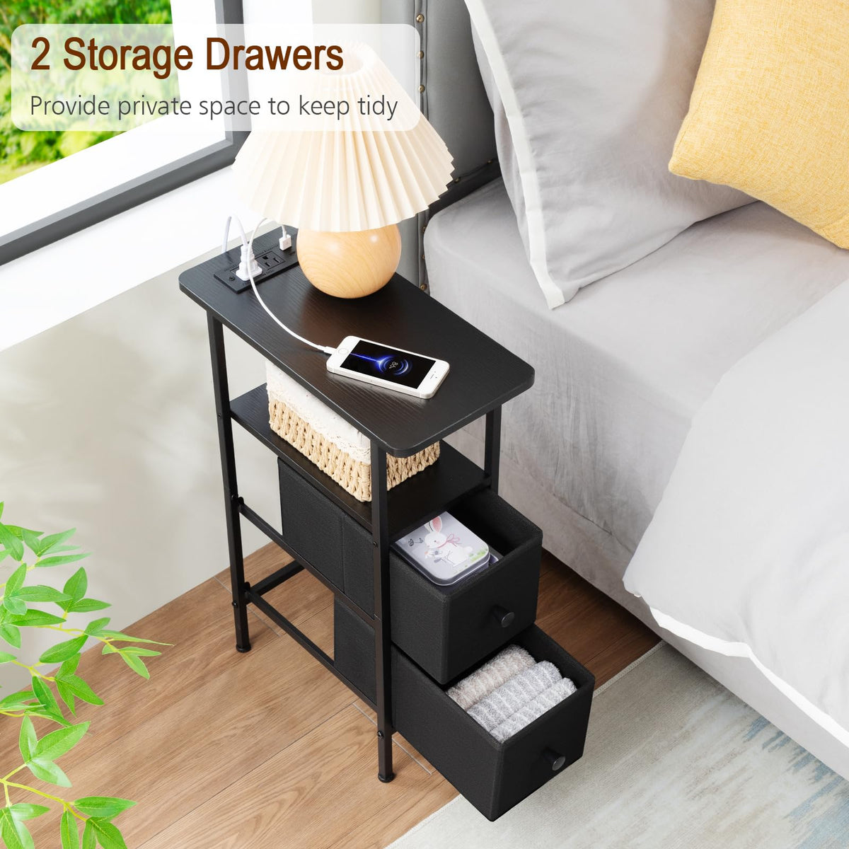 LOAKEKEL Narrow Nightstand assembly in about 30 minutes