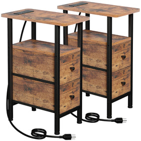 LOAKEKEL narrow nightstand front view, space-saving design ideal beside sofa