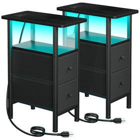 LOAKEKEL narrow nightstand with LED light strip for nighttime visibility
