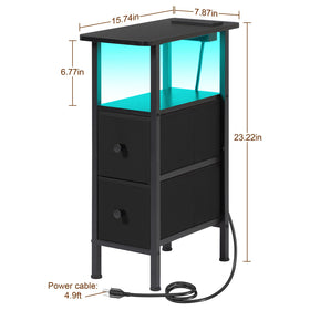 LOAKEKEL set of 2 narrow nightstands placed side by side in a living room