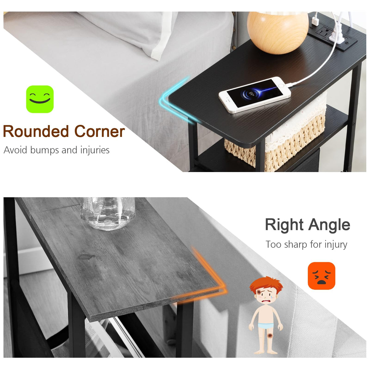 LOAKEKEL Narrow Nightstand sustainable wood panels add eco-friendly style