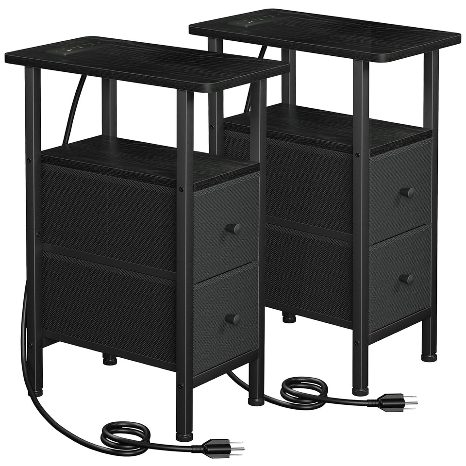 LOAKEKEL Narrow Nightstand top shelf saves space in tight rooms