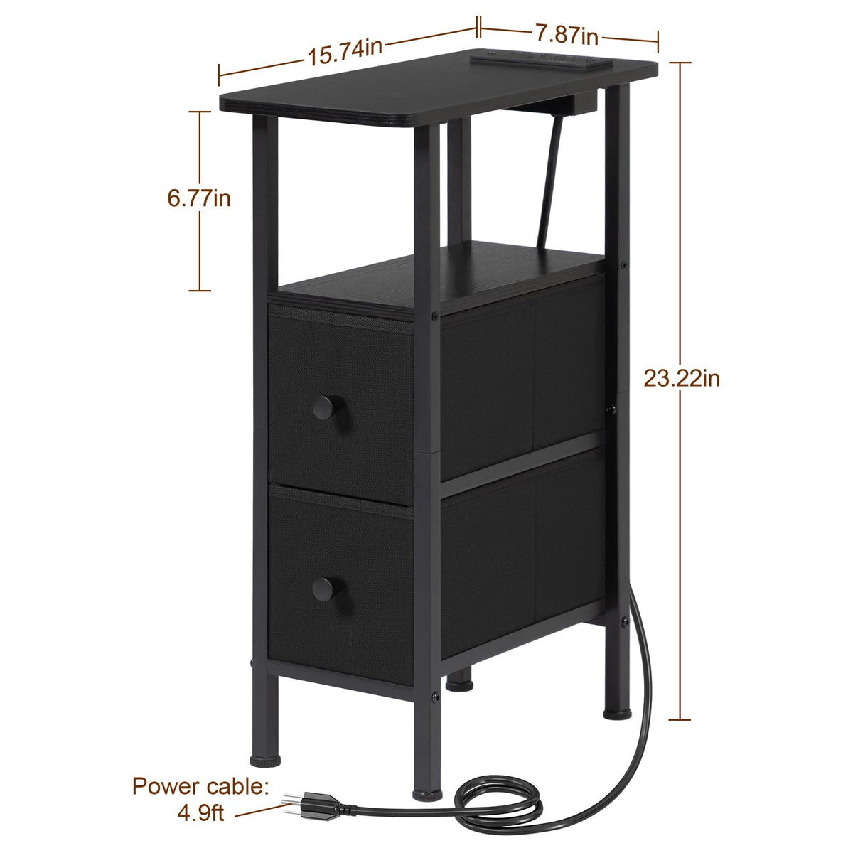 LOAKEKEL Narrow Nightstand wood panels made from FSC-certified materials
