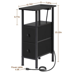 LOAKEKEL Narrow Nightstand wood panels made from FSC-certified materials