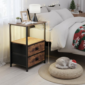 LOAKEKEL Night Stand Set 2 shows a built-in charging station for devices.