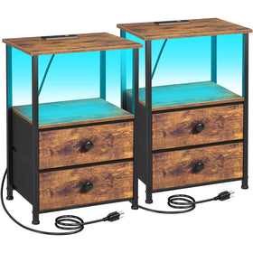 LOAKEKEL Night Stand Set 2 with LED lights adds ambient mood.
