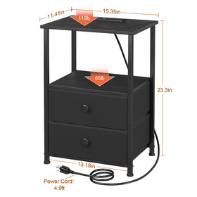LOAKEKEL nightstand charging station with two outlets and USB-Type-C