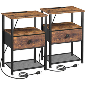 LOAKEKEL nightstand charging station with USB ports and outlets for easy device charging.