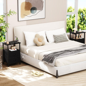 LOAKEKEL nightstand with adjustable feet stabilizes on uneven floors without scratches.