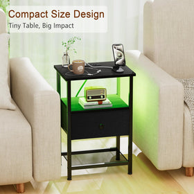 LOAKEKEL LED nightstand in bedroom scene beside bed showcases compact size