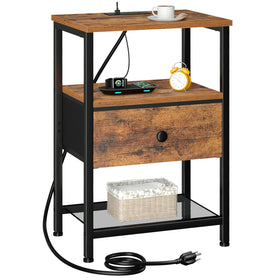 LOAKEKEL nightstand with charging station top view showing integrated USB ports for easy device charging