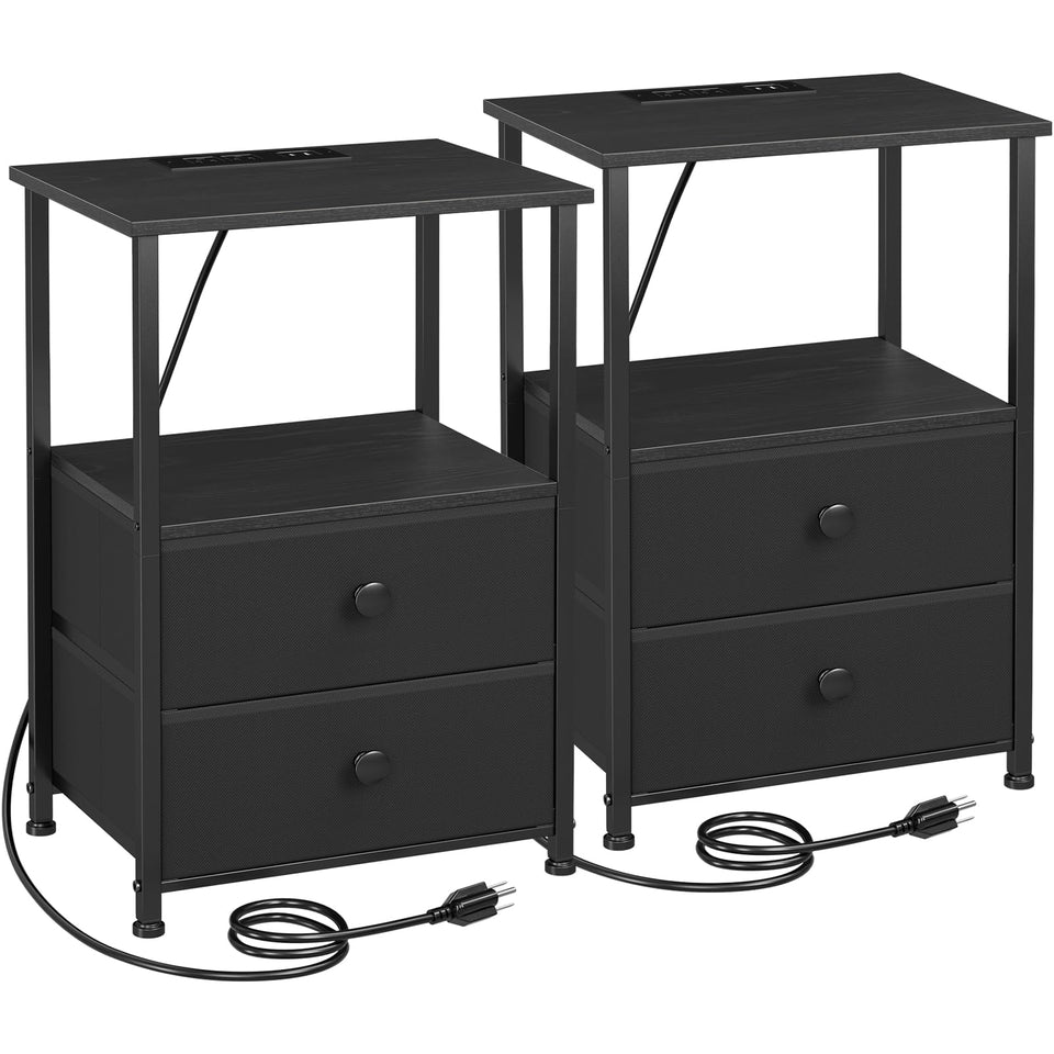 LOAKEKEL nightstand with charging station offering dual outlets for convenient nightly charging