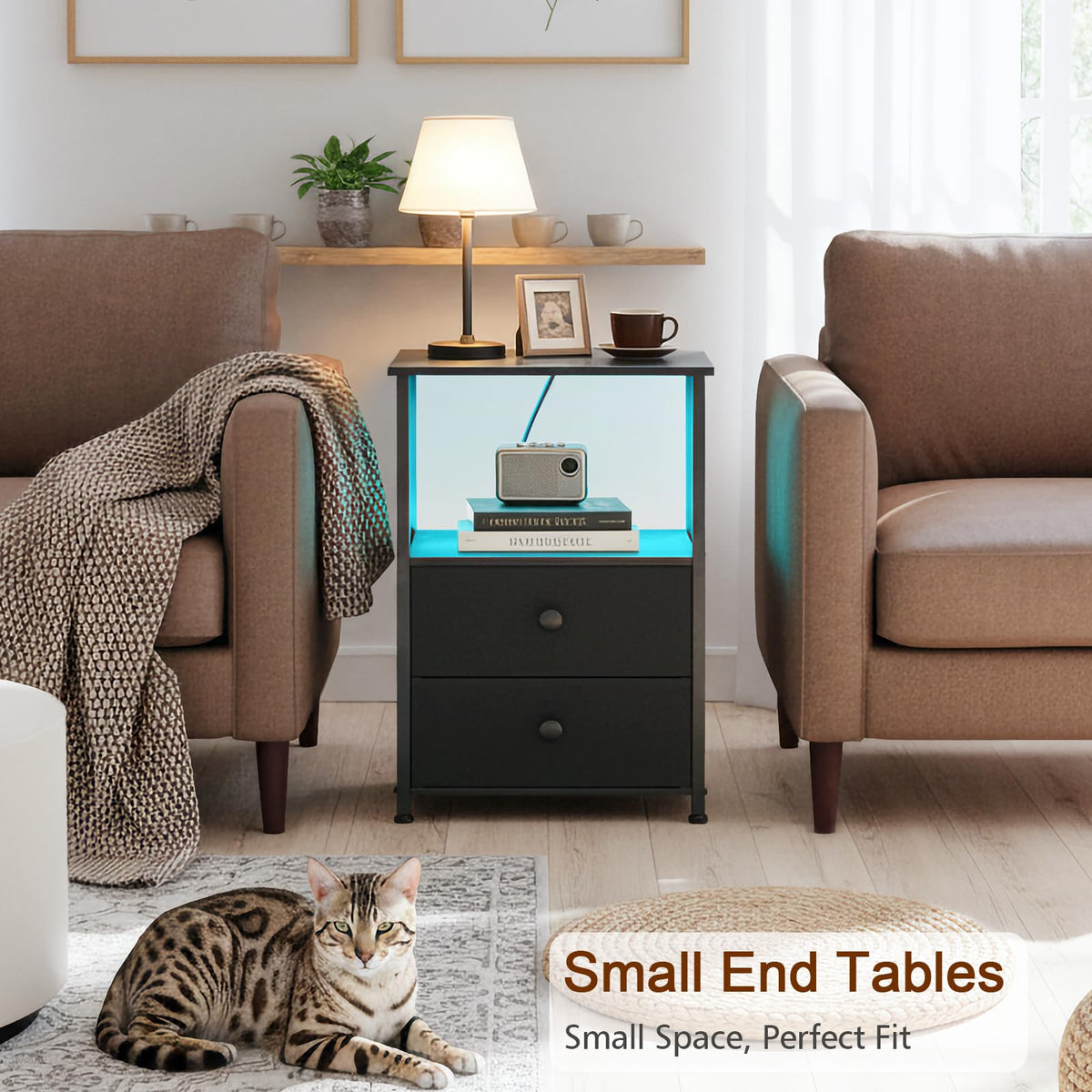 LOAKEKEL nightstand assembly guide with numbered parts