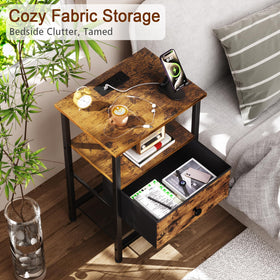 LOAKEKEL nightstand fabric drawer detail highlighting breathable storage for keeping essentials organized