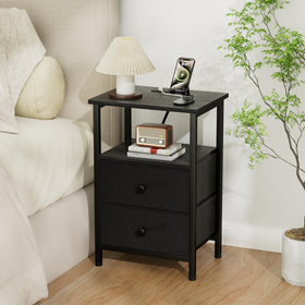 LOAKEKEL nightstand fabric drawers close-up showing breathable storage.