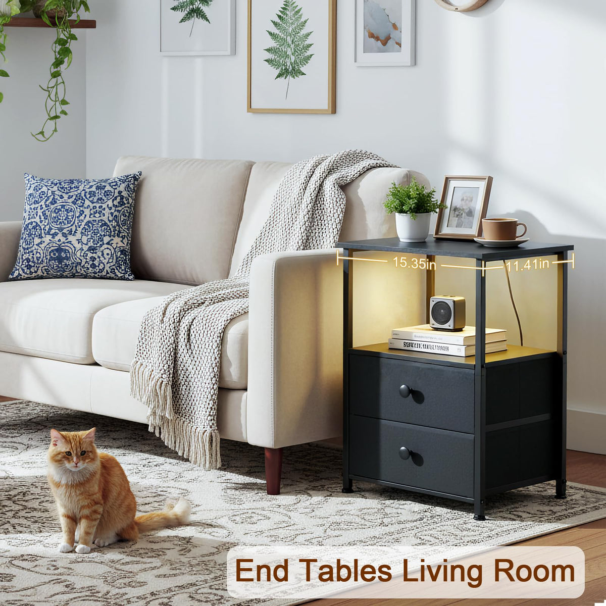 LOAKEKEL nightstand frame built from particle board and carbon metal