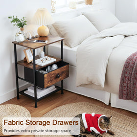 LOAKEKEL rustic brown finish on nightstands complementing living spaces.