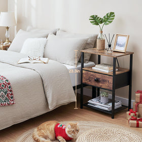 LOAKEKEL two nightstands with fabric drawers for clutter-free bedroom storage.