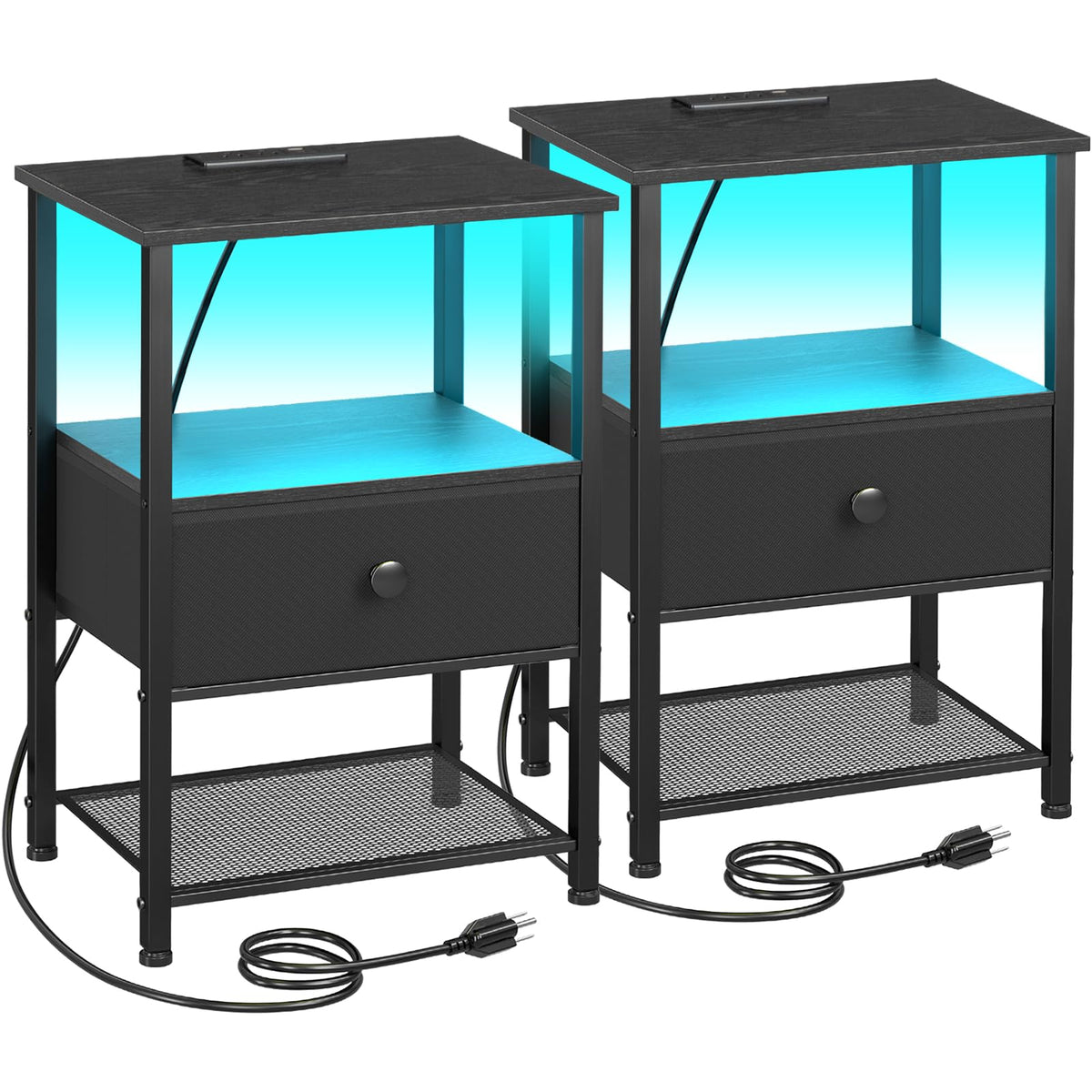 LOAKEKEL nightstand with LED light creates warm bedside ambiance