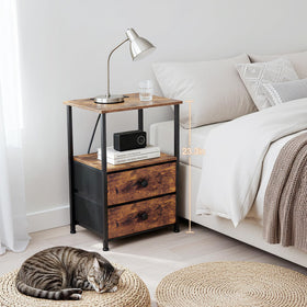 LOAKEKEL nightstand set 2 with fabric drawers for organized storage beside the bed.