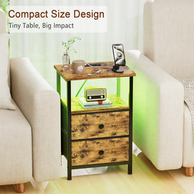 LOAKEKEL nightstand side view showing USB ports and outlets