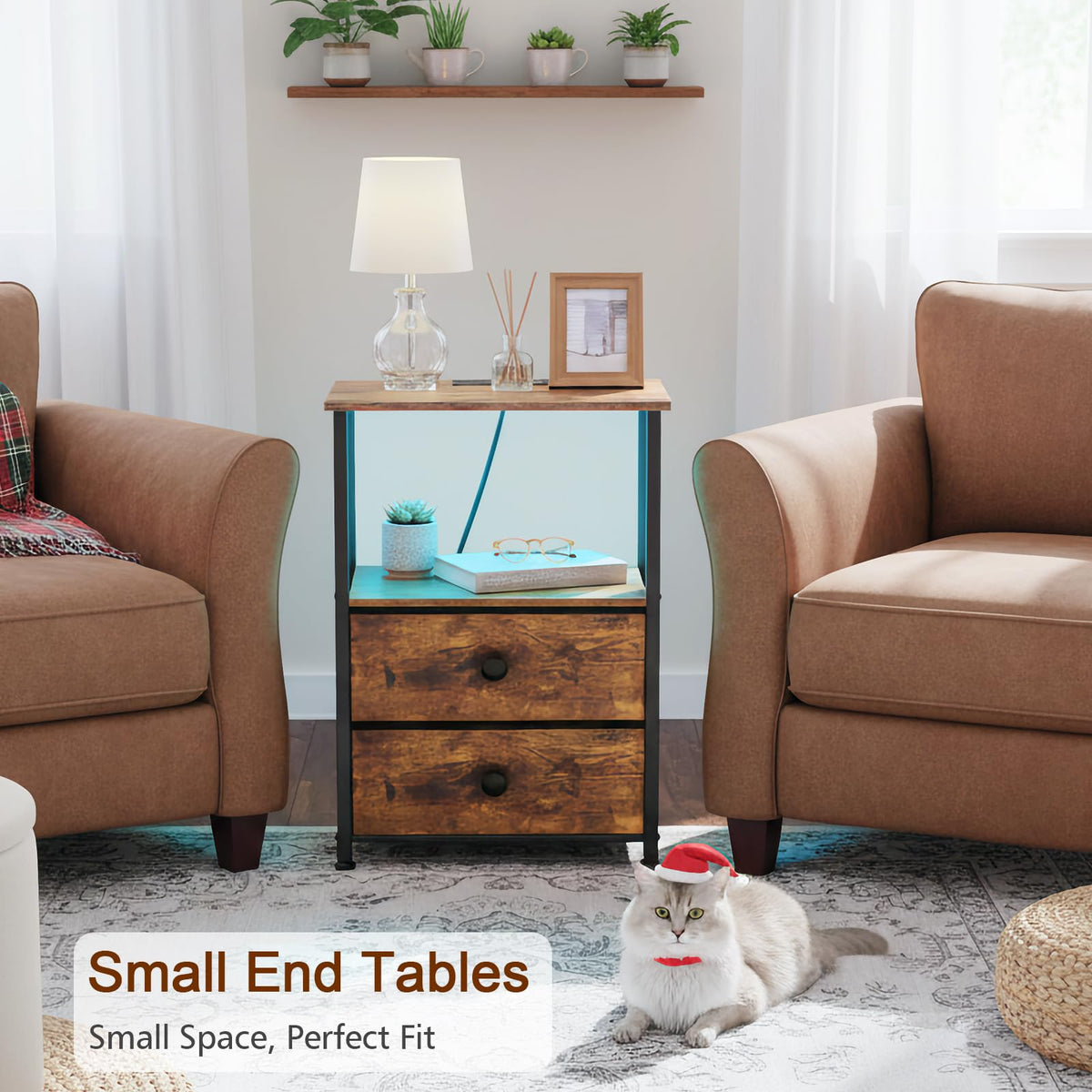 LOAKEKEL Particle board and metal construction for sturdy, lightweight design.