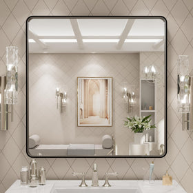 LOAAO 30x30 inch bathroom mirror front view with clear reflection for daily routines