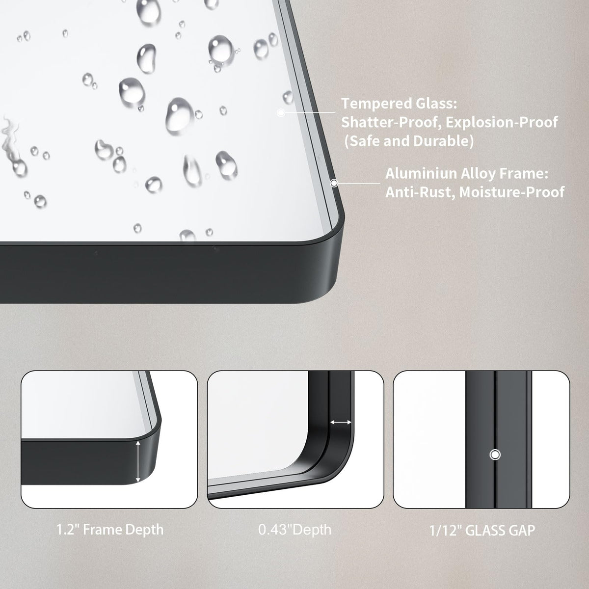 LOAAO anti-rust aluminum frame resists humidity in busy bathrooms.