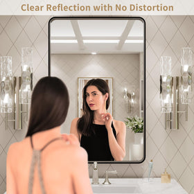 LOAAO matte black vanity mirror, rounded rectangle silhouette
