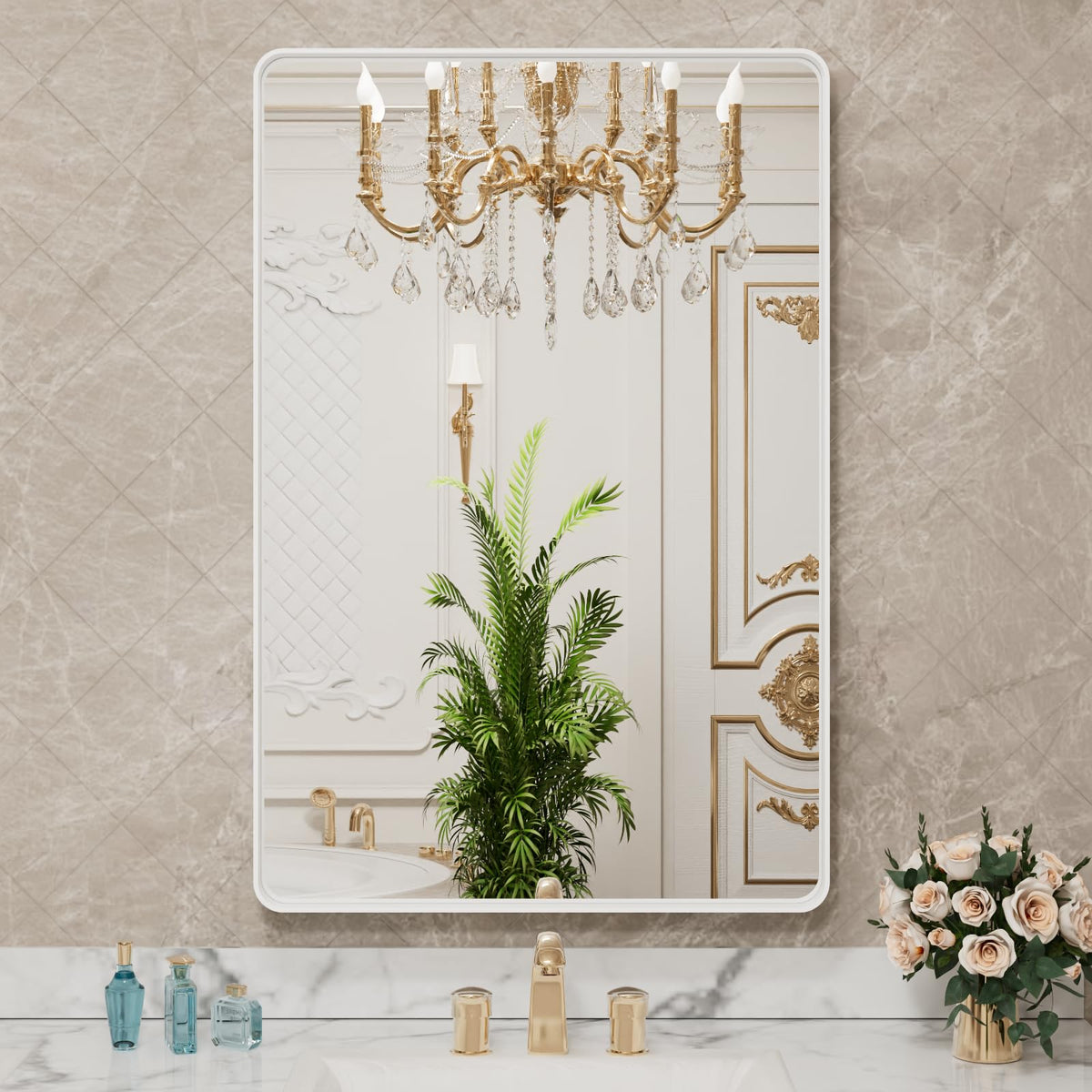 LOAAO versatile application mirror suits bathroom, bedroom, and living areas with style.