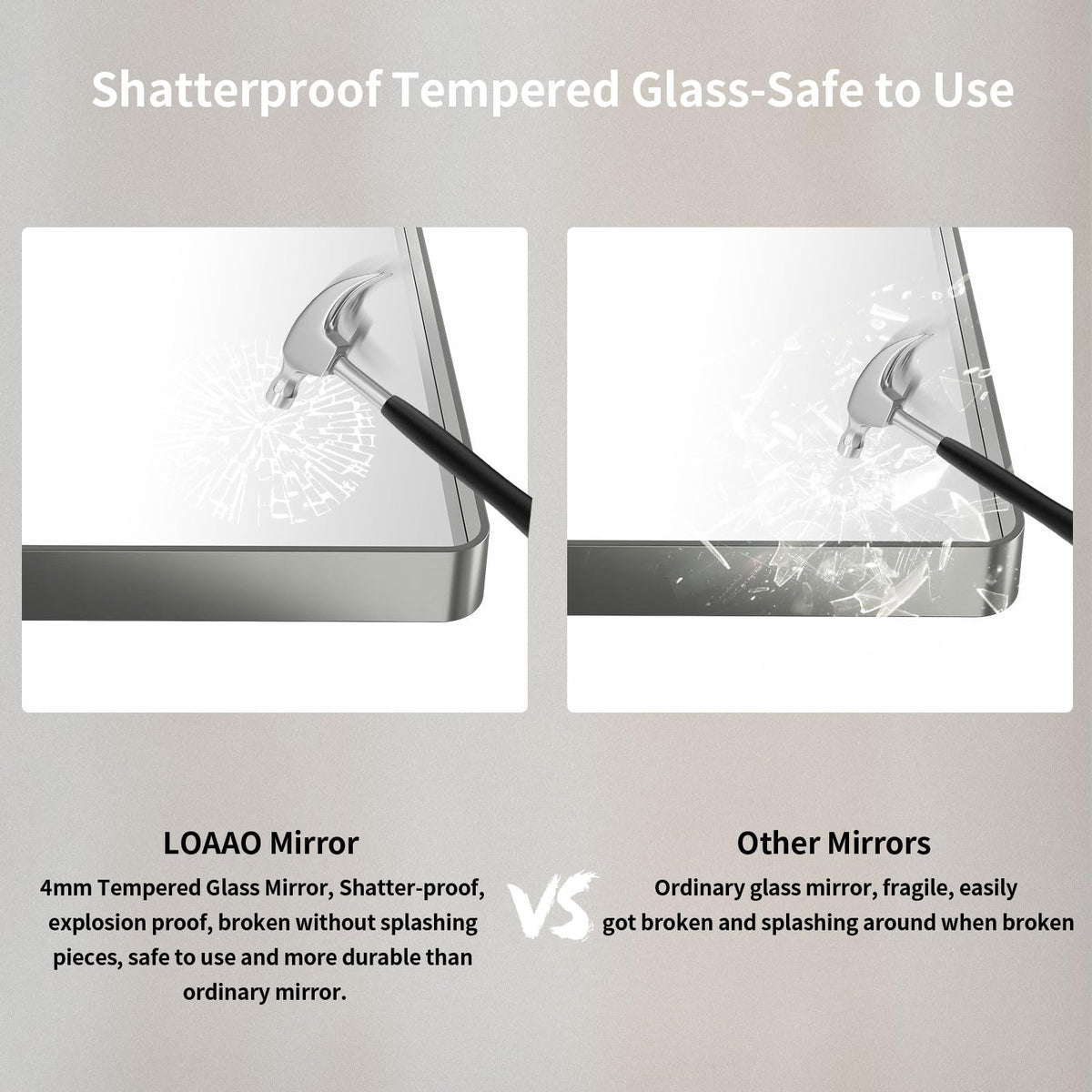 Versatile bathroom vanity mirror suitable for multiple room applications