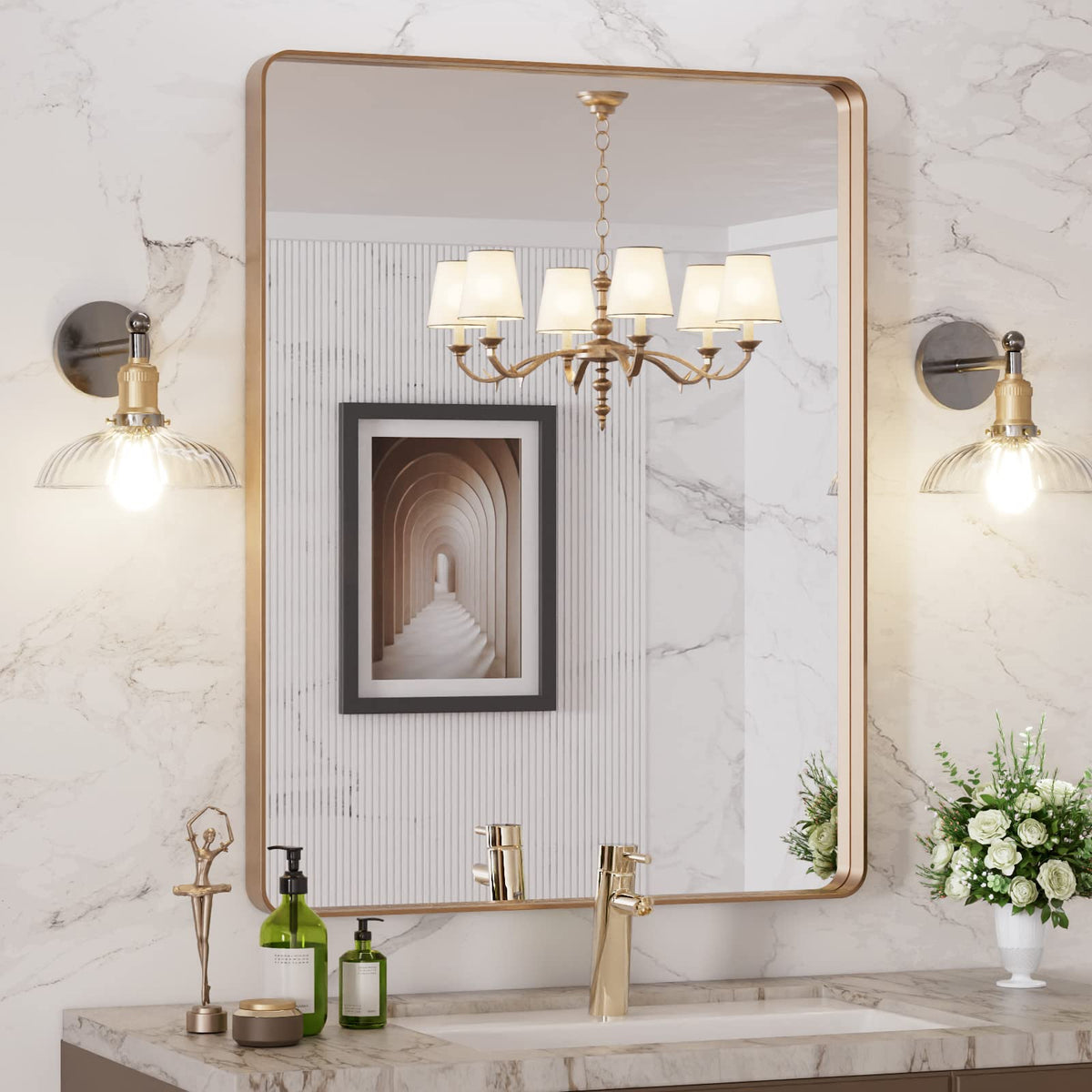 LOAAO versatile vanity mirror suits bathrooms, bedrooms, and entryways.